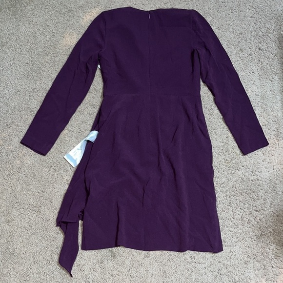 Dress the Population Aila Long Sleeve Plunge Neck Asymmetric Bodycon Mini Dress - Picture 8 of 12